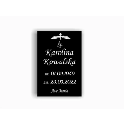 Tabliczka nagrobna na cmentarz 20x15 cm - czarna, akrylowa, grawerowana